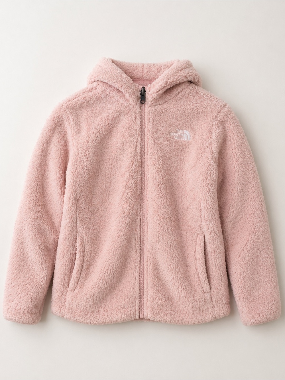 The North Face Girls Oso Pink Teddy Sherpa Fleece Jacket Hoodie L 14/16